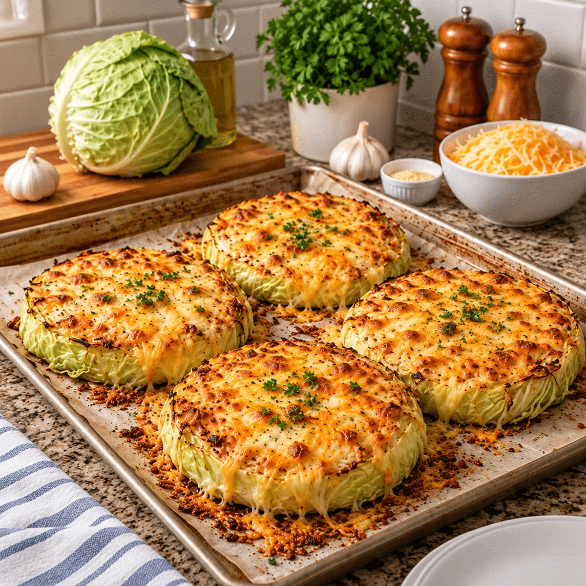 Savory Cheese-Topped Cabbage Steaks for a Unique Twist