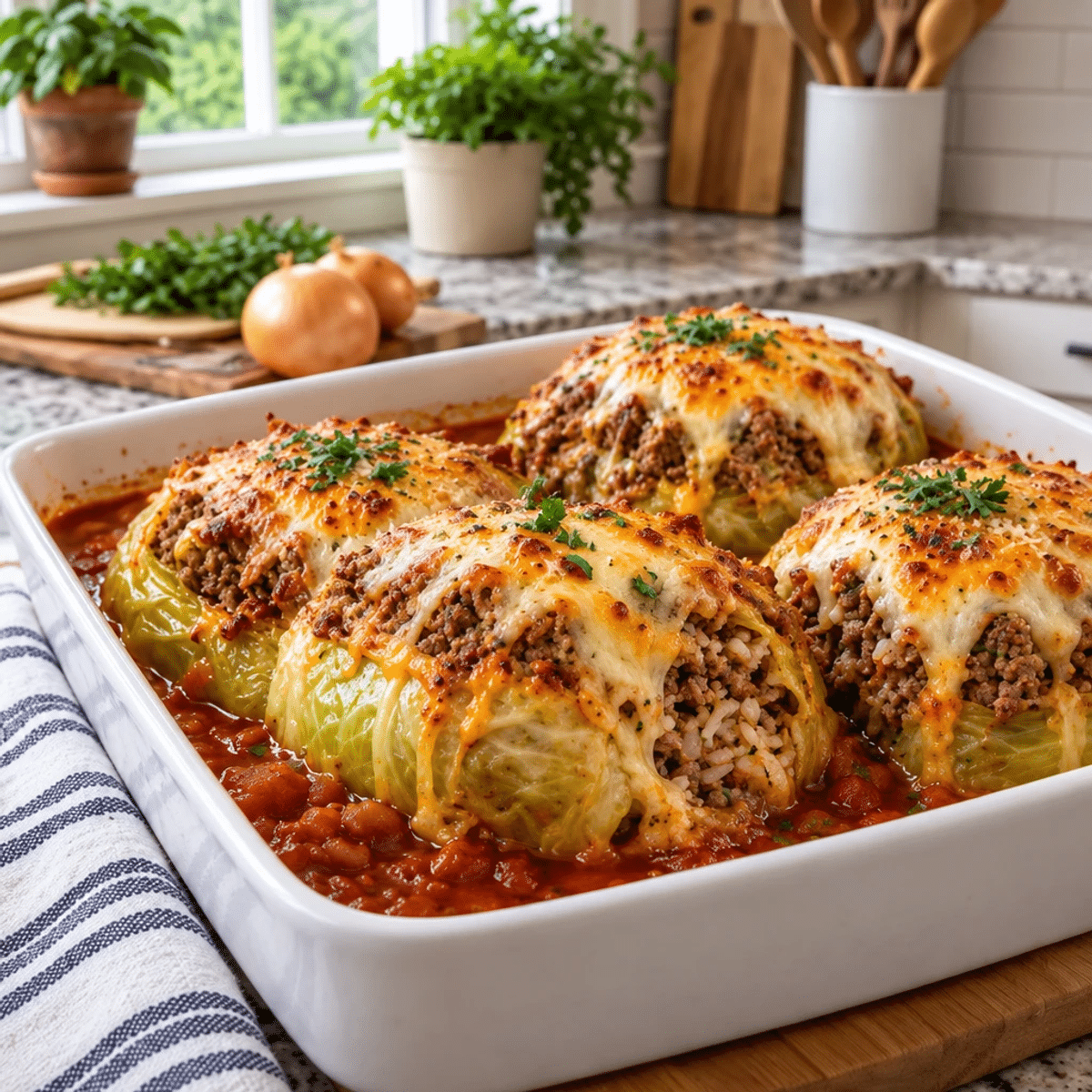 Savory Stuffed Cabbage Rolls with Beef and Cheese