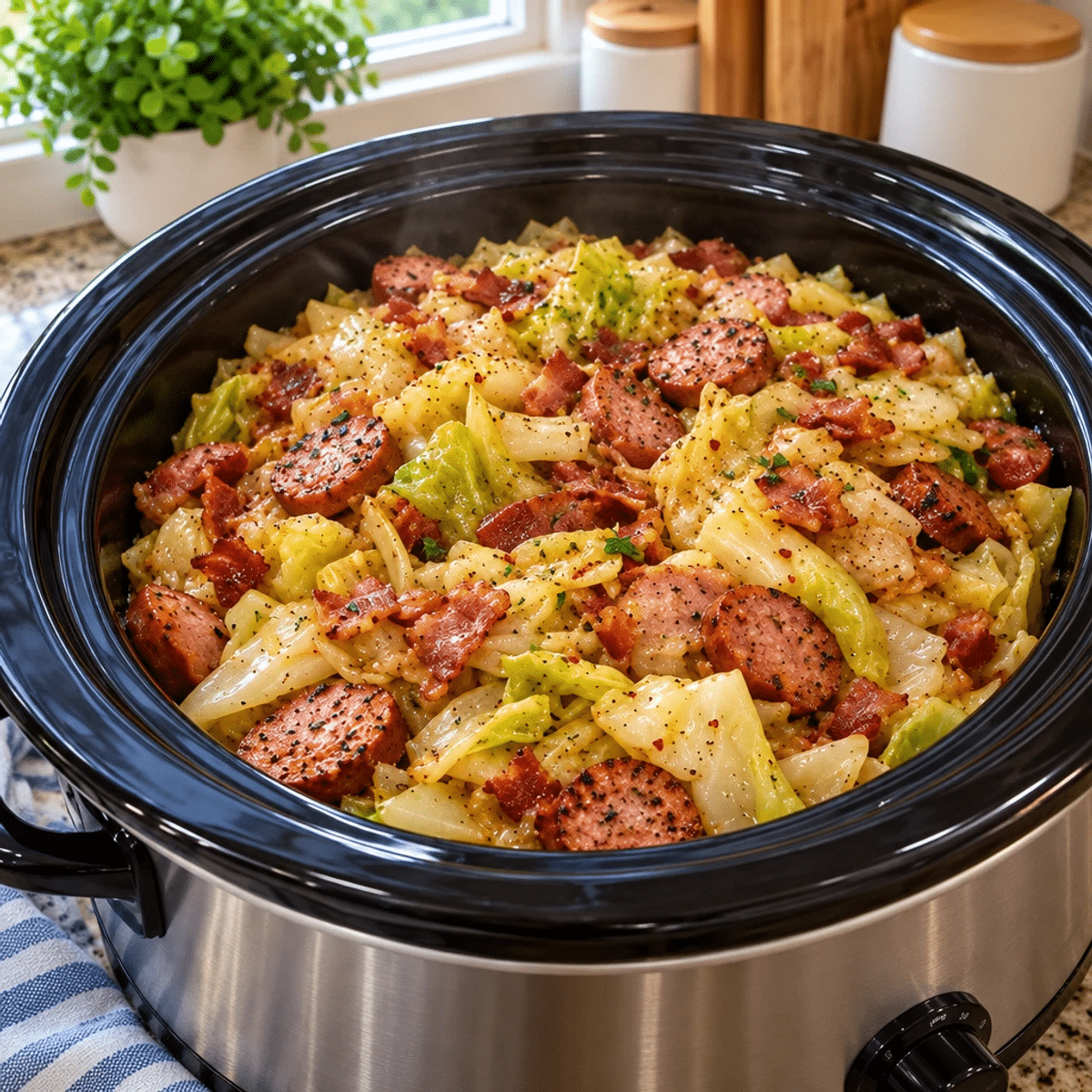 Southern Fried Cabbage and Beef Sausage Comfort Bowl