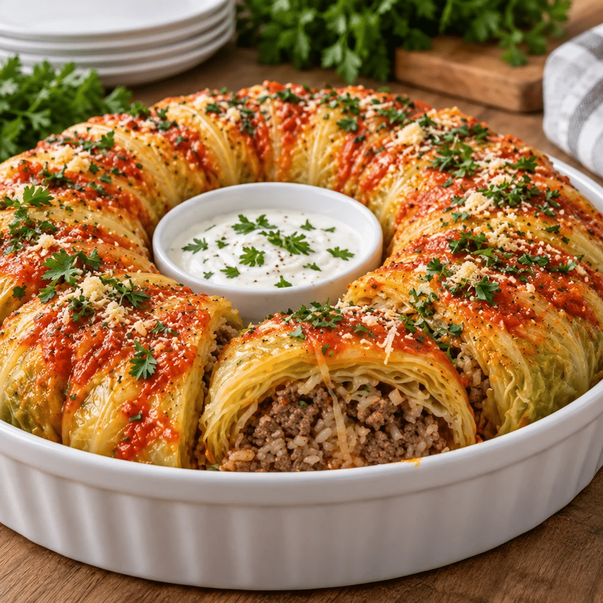 Stuffed Cabbage Ring with Beef and Rice Made Easy